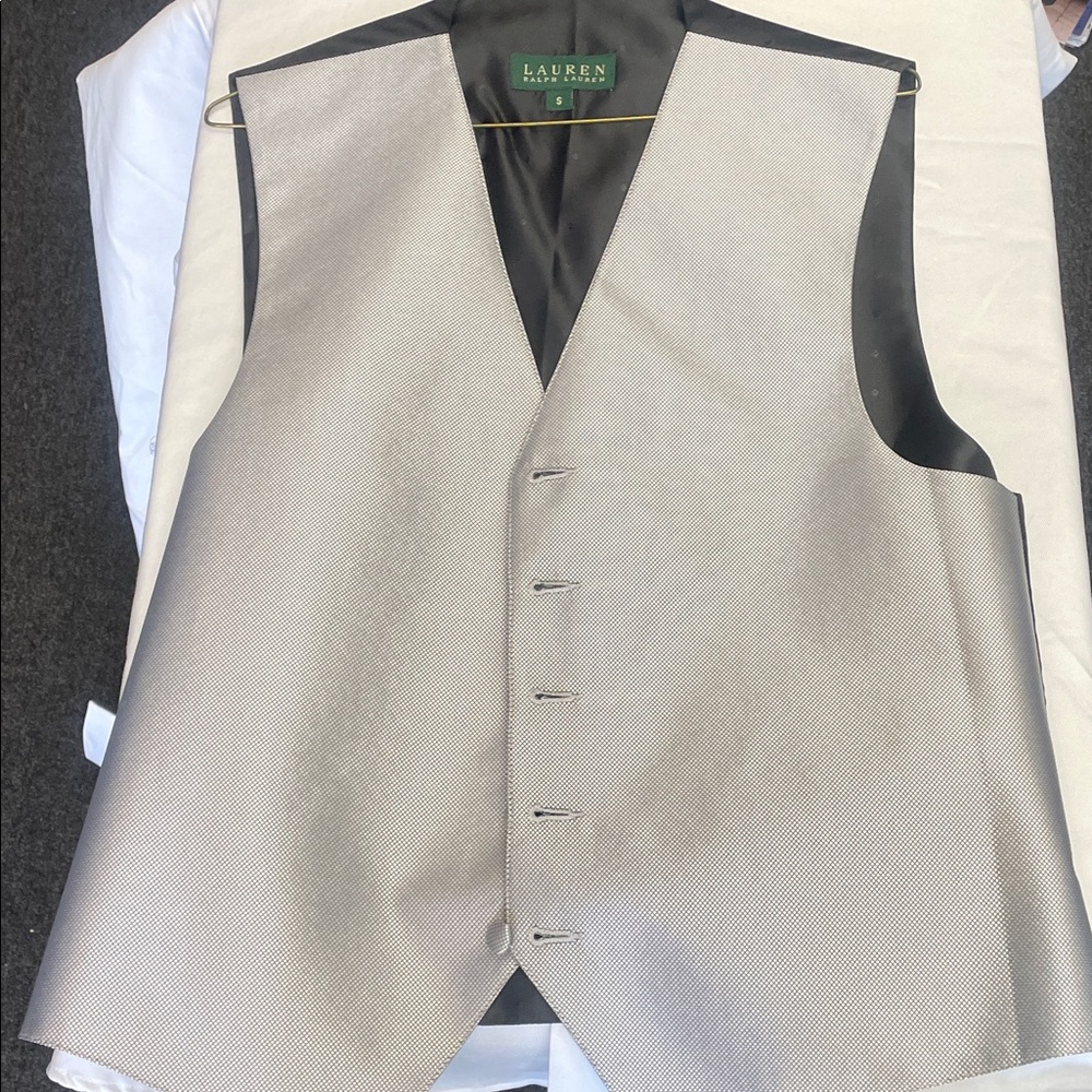 Lauren Ralph Lauren Silver Textured Formal Vest